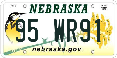 NE license plate 95WR91