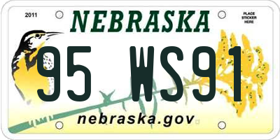 NE license plate 95WS91