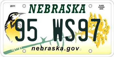 NE license plate 95WS97