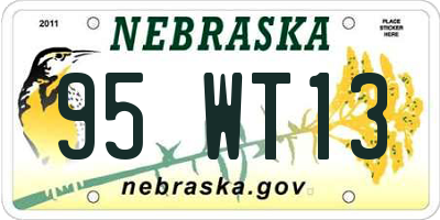 NE license plate 95WT13