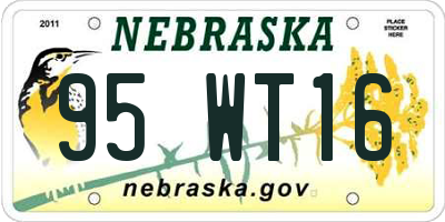 NE license plate 95WT16