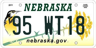 NE license plate 95WT18