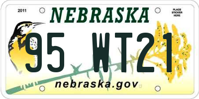 NE license plate 95WT21