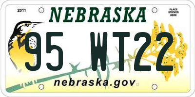 NE license plate 95WT22