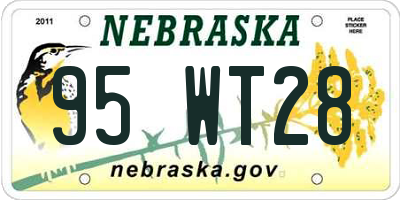 NE license plate 95WT28
