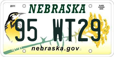 NE license plate 95WT29