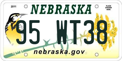 NE license plate 95WT38