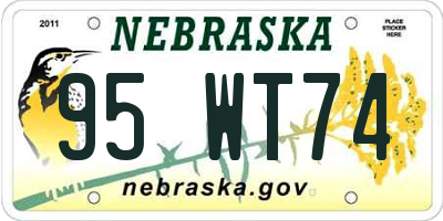 NE license plate 95WT74