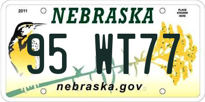 NE license plate 95WT77