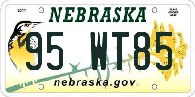 NE license plate 95WT85