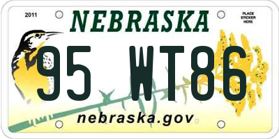 NE license plate 95WT86