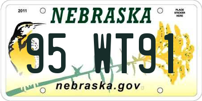 NE license plate 95WT91