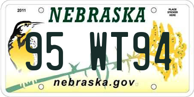 NE license plate 95WT94