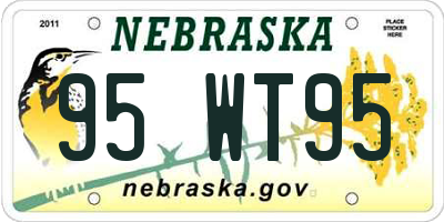 NE license plate 95WT95