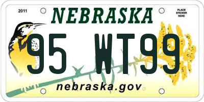 NE license plate 95WT99
