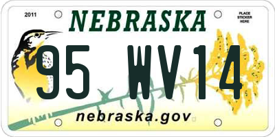 NE license plate 95WV14