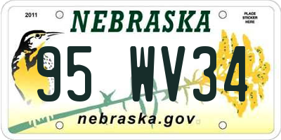 NE license plate 95WV34