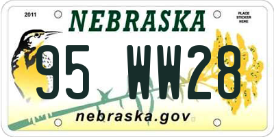 NE license plate 95WW28