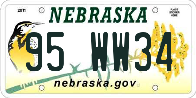 NE license plate 95WW34