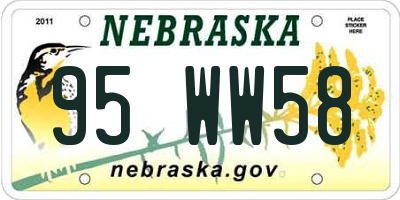 NE license plate 95WW58