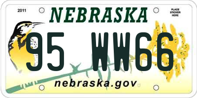 NE license plate 95WW66