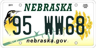 NE license plate 95WW68