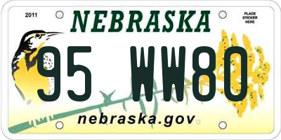 NE license plate 95WW80
