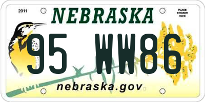 NE license plate 95WW86