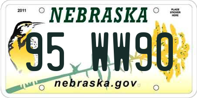 NE license plate 95WW90