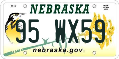NE license plate 95WX59