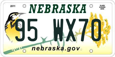 NE license plate 95WX70