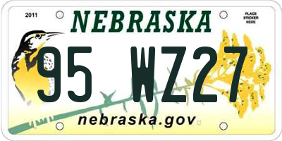NE license plate 95WZ27