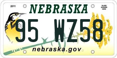 NE license plate 95WZ58