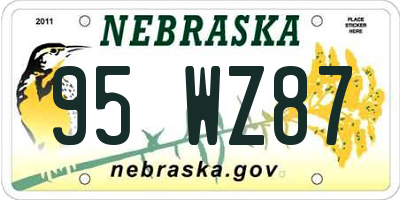 NE license plate 95WZ87