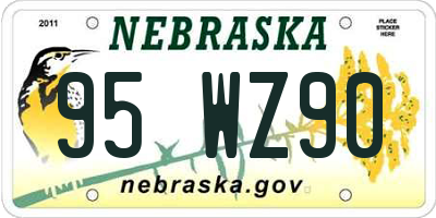 NE license plate 95WZ90
