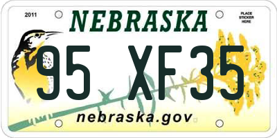 NE license plate 95XF35
