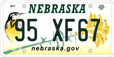 NE license plate 95XF67