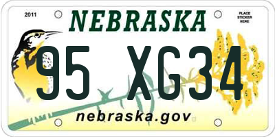 NE license plate 95XG34