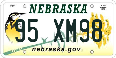 NE license plate 95XM98