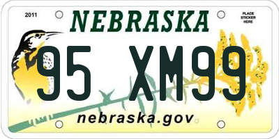 NE license plate 95XM99