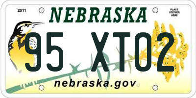 NE license plate 95XT02