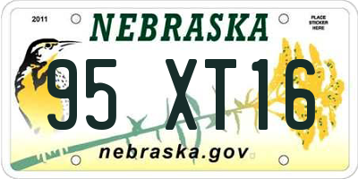 NE license plate 95XT16