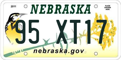 NE license plate 95XT17