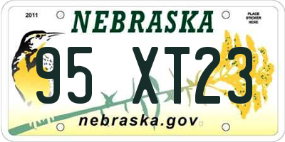 NE license plate 95XT23