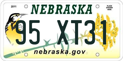 NE license plate 95XT31