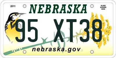 NE license plate 95XT38