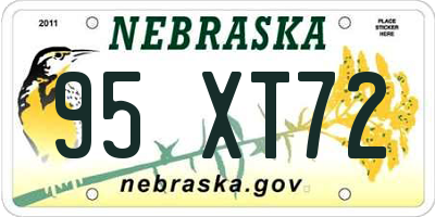 NE license plate 95XT72