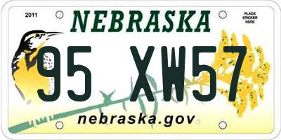 NE license plate 95XW57