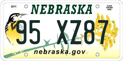 NE license plate 95XZ87