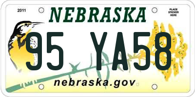 NE license plate 95YA58